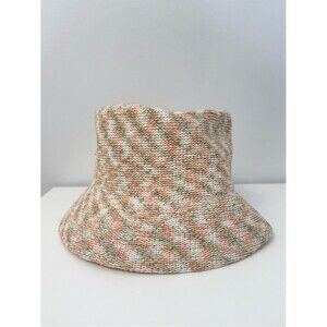 Anthropologie Space Dye Nubby Bucket Hat Multicolored Knit Pattern Orange Green